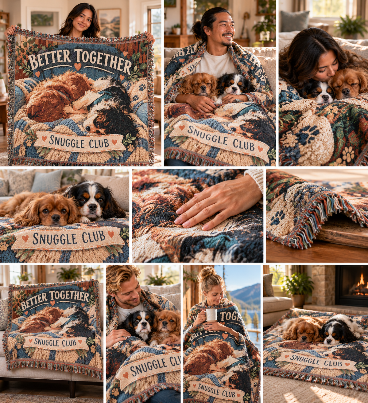 Better Together Sleeping Cavaliers Woven Blanket — Cavy Snuggle Club Throw