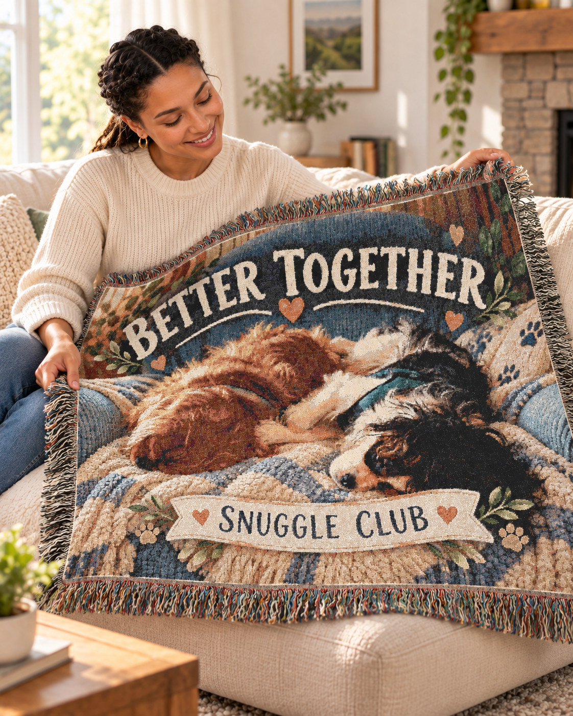 Better Together Sleeping Cavaliers Woven Blanket — Cavy Snuggle Club Throw