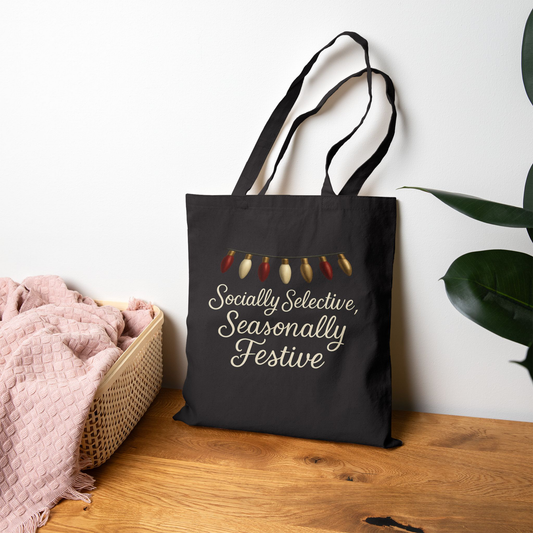 Socially Selective, Seasonally Festive - Canvas Tote Bag