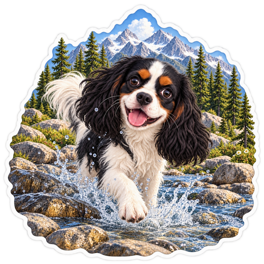Cavy Play Mode Mountain River Cavalier Sticker