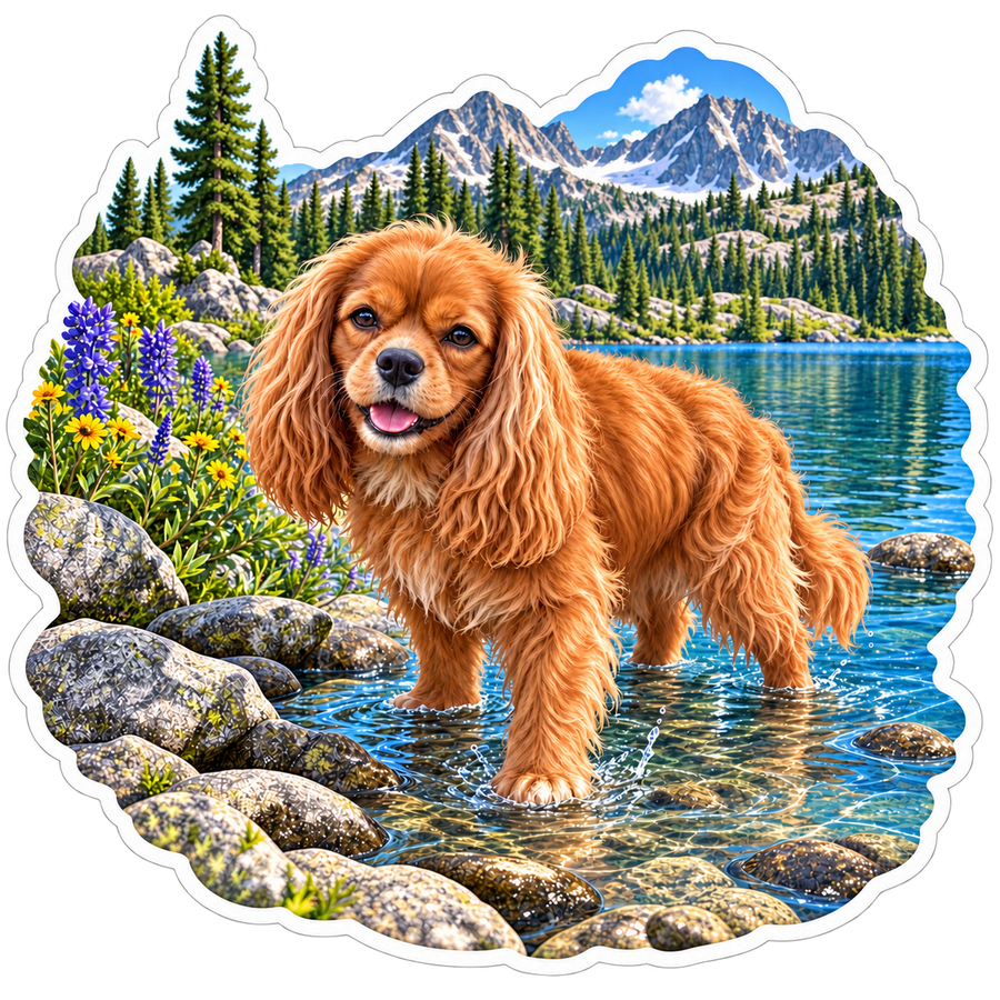 Cavy Snuggle Club Alpine Lake Cavalier Sticker